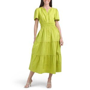 LEA Citronelle Short Sleeve Smocked Waist Maxi Dress